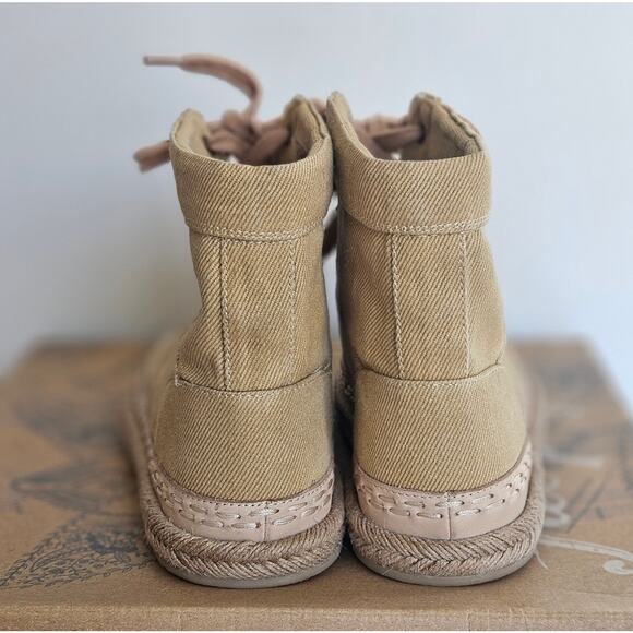 Free People NEW Menorca Lace Up Boots Size 6 Tan Canvas Espadrille Comfort - Picture 9 of 13
